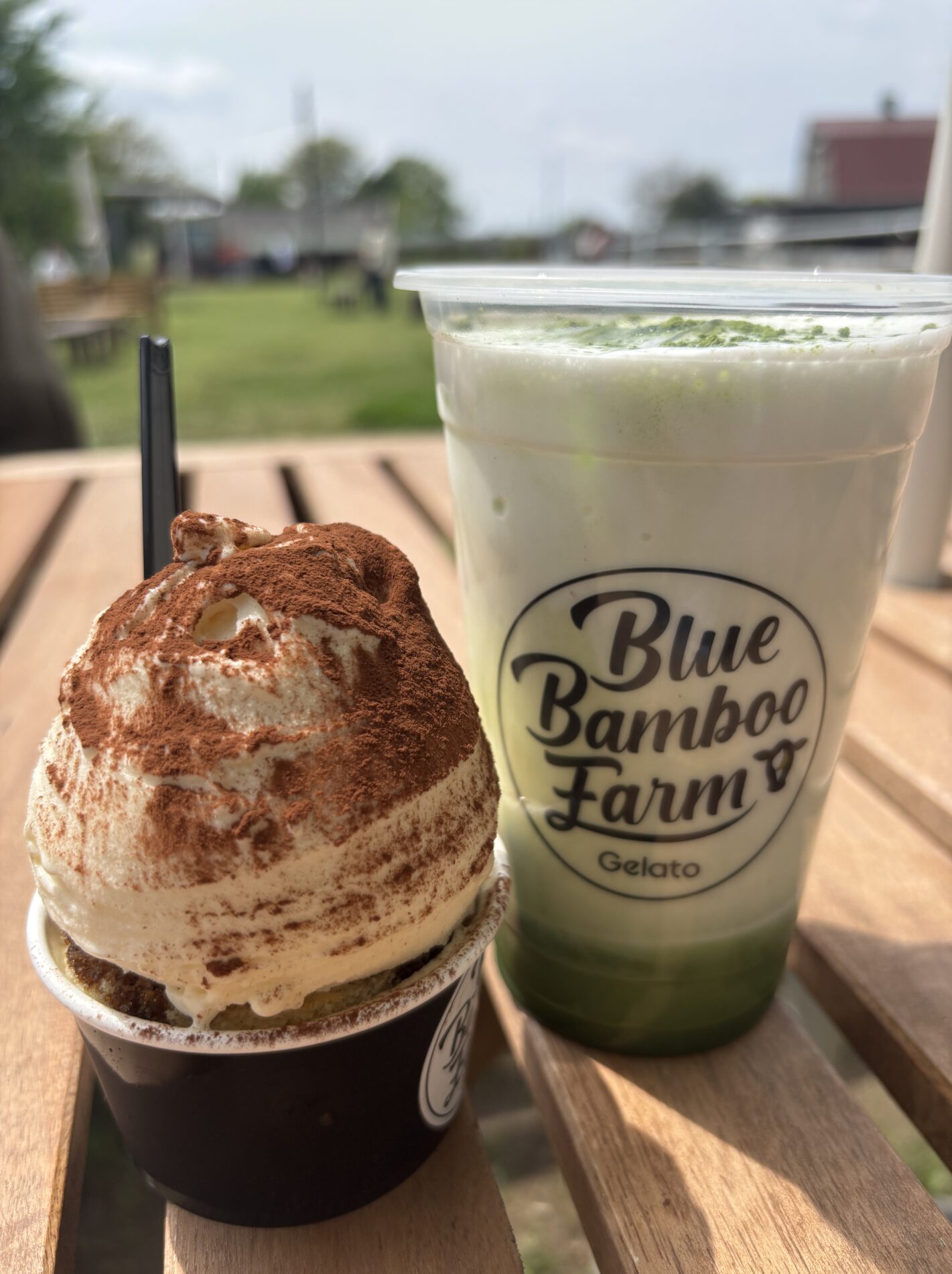 抹茶ドリンクとティラミスジェラートのセット